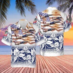US Air Force F-16 Fighting Falcon 457th Fighter 4th Of July Hawaiian Shirt